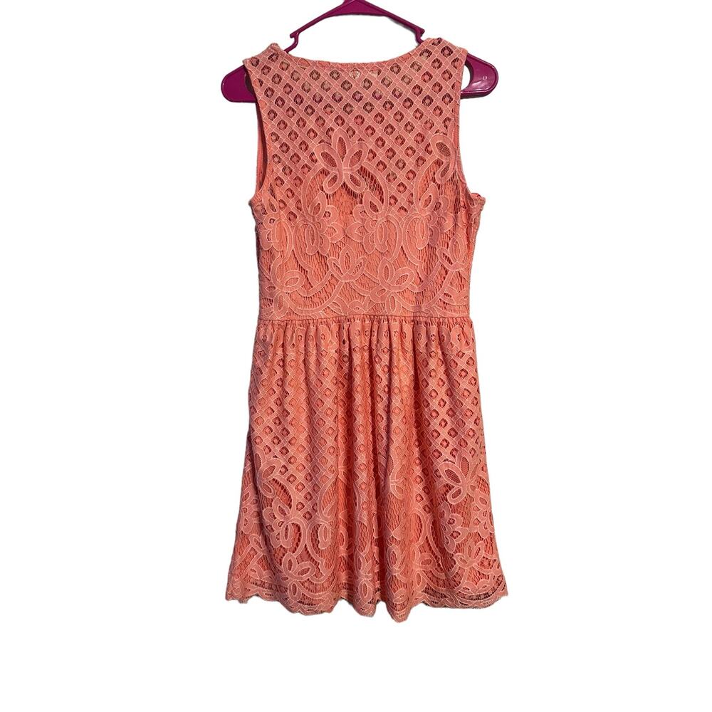Love, Fire Coral Lace Dress Size Medium Wedding Guest - Picture 2 of 7